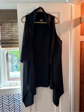 Takara Black Draped Open-Front Vest